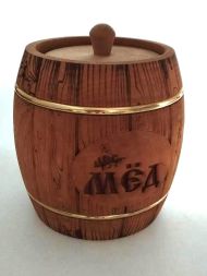 Бочка медовая из липы Бондарь 7 кг (темная, крышка-шишка)