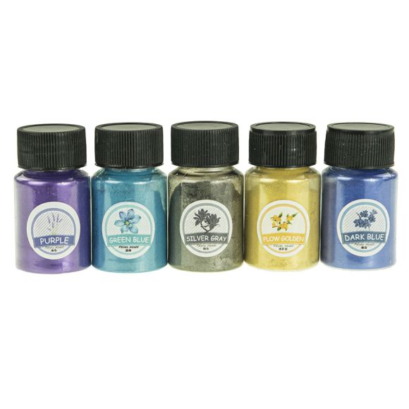 Набор Перламутр 5*10г (silver gray, dark blue, purple, green blue, flow colden) № 7